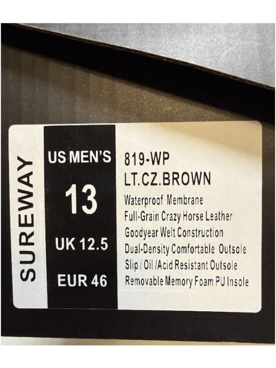 Sureway Mens Moc Toe Waterproof Work Boots Light Brown Size 13 NEW main image 10